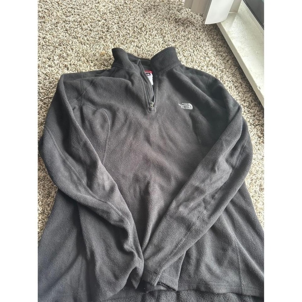 The North Face Womens TKA 100 Glacier Quarter Zip Fleece Pullover Black Large
